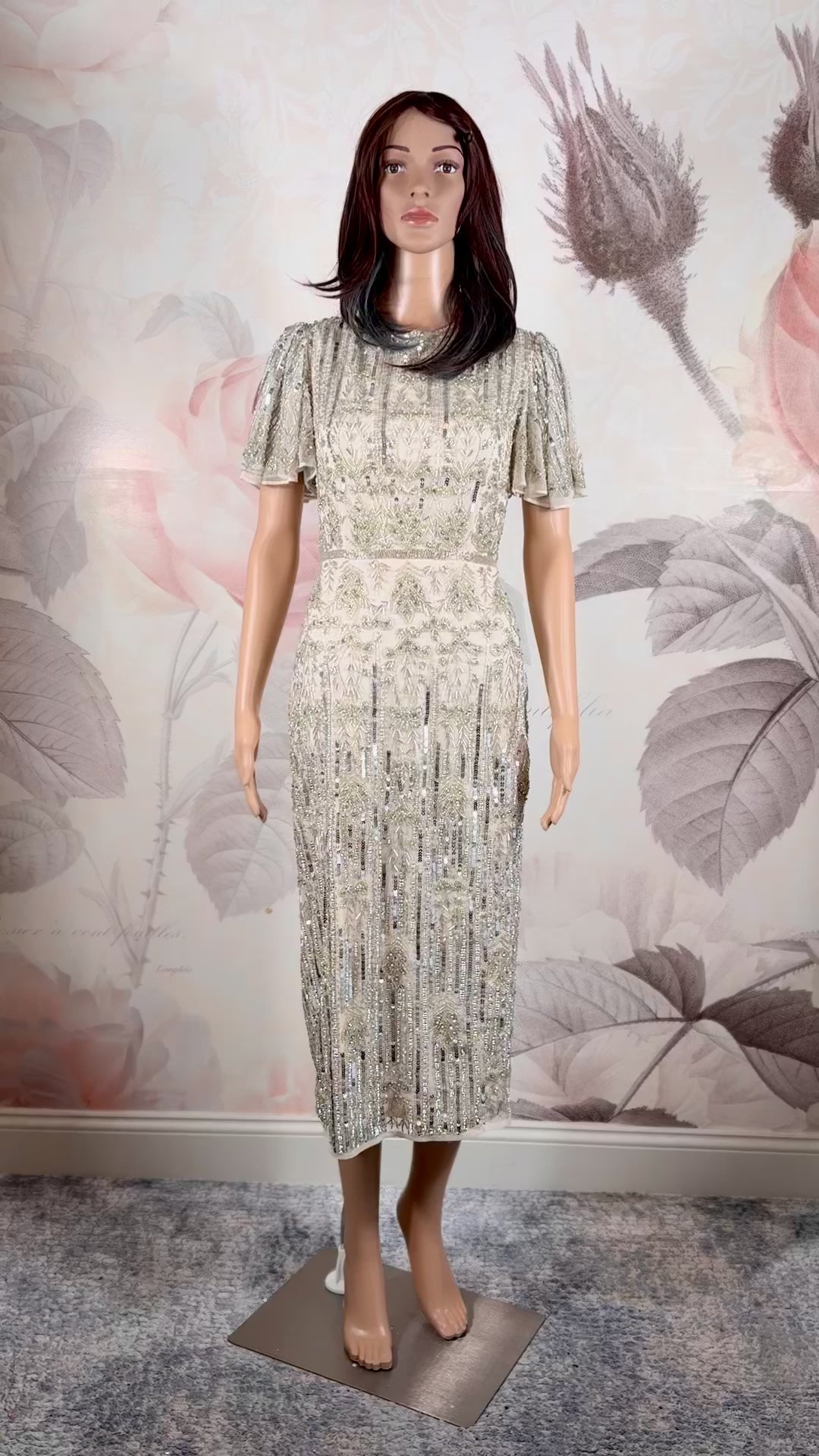 white christmas dresses EMBELLISHED FLUTTER SLEEVE HIGH NECK DRESS – Pragnya Reddy Designer Studio